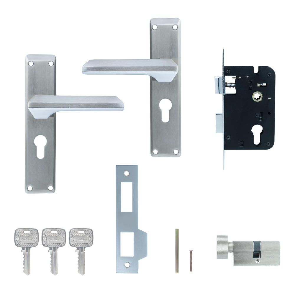 Godrej Mortise Lock | 200mm Plate | 5 inch handle | NEH 23 | Double Throw Deadbolt | 3 Keys | Reversible Left or Right Handed | Door Lock For Home, Main Door | Satin Steel Finish | 5 Year Warranty